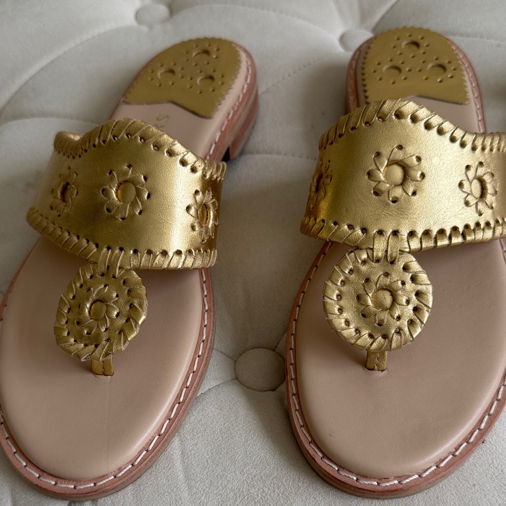 Jack Rogers Gold Leather Sandals